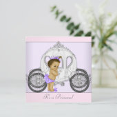 Roze en Paarse prinses Baby shower Kaart (Staand voorkant)