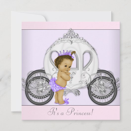 Roze en Paarse prinses Baby shower Kaart (Voorkant)