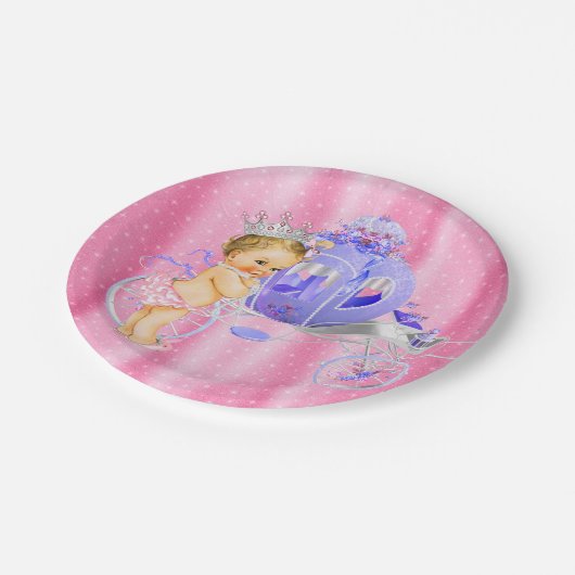 Roze en Paarse prinses Baby shower Papieren Bordje (Gekanteld)