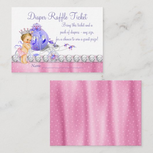 Roze en Paarse Prinses Luierkaartje Informatiekaartje (Voorkant / Achterkant)