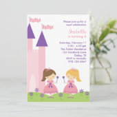 Roze en Paarse prinses Uitnodiging (Staand voorkant)