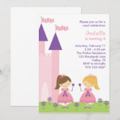Roze en Paarse prinses Uitnodiging (Voorkant / Achterkant)