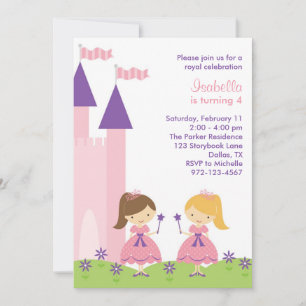 Roze en Paarse prinses Uitnodiging