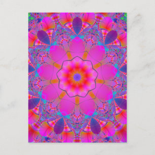 Roze en Paarse psychedelische mandala Briefkaart