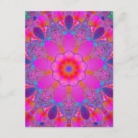 Roze en Paarse psychedelische mandala Briefkaart (Voorkant)