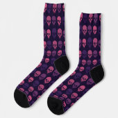 Roze en Paarse Punisher Skull Crew Socks Sokken (Links)