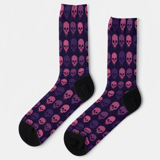 Roze en Paarse Punisher Skull Crew Socks Sokken (Links)