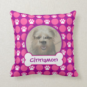 Roze en Paarse "Puppy" Stippen Fotosjabloon Kussen
