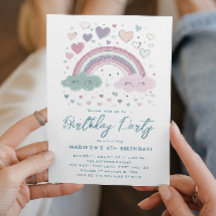 Roze en Paarse Regenboog & Harten Verjaardagsfeest