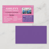 Roze en Paarse reinigingsservice Visitekaartje (Voorkant / Achterkant)