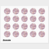 Roze en Paarse Retro Square sticker (Vel)