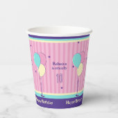 Roze en paarse retro stijl verjaardag Papieren bek Papieren Bekers (Achterkant)