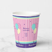 Roze en paarse retro stijl verjaardag Papieren bek Papieren Bekers (Rechts)