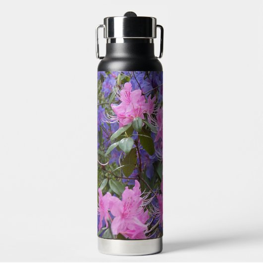 Roze en Paarse Rhododendrons Floral Waterfles (Voorkant)