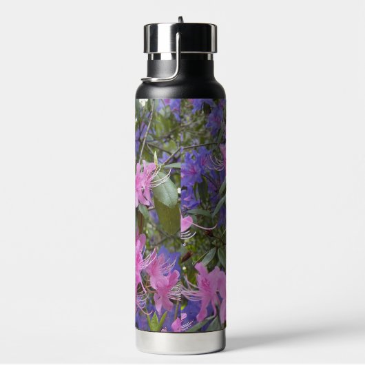 Roze en Paarse Rhododendrons Floral Waterfles (Rechts)