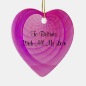 Roze en Paarse ribbed Heart Valentijns Keepomwille Keramisch Ornament (Rechts)