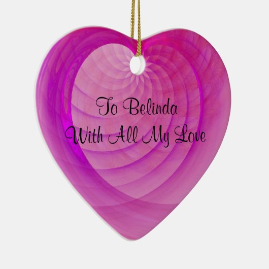 Roze en Paarse ribbed Heart Valentijns Keepomwille Keramisch Ornament (Rechts)