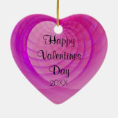 Roze en Paarse ribbed Heart Valentijns Keepomwille Keramisch Ornament (Achterkant)