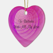 Roze en Paarse ribbed Heart Valentijns Keepomwille Keramisch Ornament (Links)