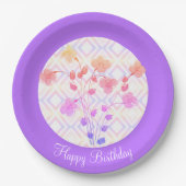 Roze en Paarse ronde Papieren Bordje (Voorkant)