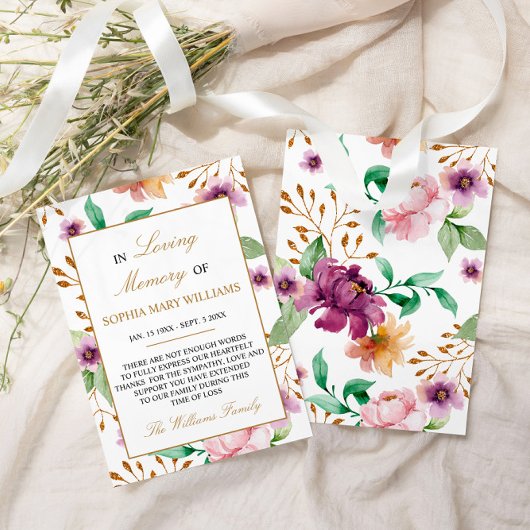 Roze en Paarse Roos Sympathie Geheugen Hartelijk d Bedankkaart