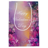 Roze en paarse roze florale valentijn medium cadeauzakje (Voorkant)