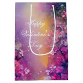 Roze en paarse roze florale valentijn medium cadeauzakje (Achterkant)