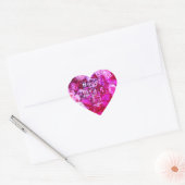 Roze en Paarse Rozen Bloemen Happy Moederdag Hart Sticker (Envelop)