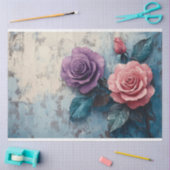 Roze en Paarse Rozen Distressed Decoupage Tissuepapier (Craft)