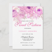 Roze en Paarse Rozen Dress Sweet 16 Uitnodiging (Achterkant)