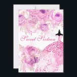 Roze en Paarse Rozen Dress Sweet 16 Uitnodiging<br><div class="desc">Roze en Paarse Rozen Dress Sweet 16 Uitnodiging Zie bijbehorend collectie in Niche en Nest Store</div>