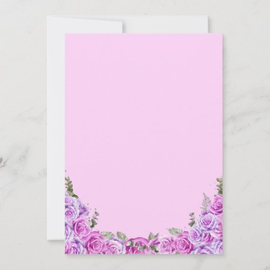 Roze en Paarse Rozen en zilver Tiara Quinceanera I Kaart (Achterkant)