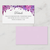 Roze en paarse rozen. Floral bruiloft details Informatiekaartje (Voorkant / Achterkant)