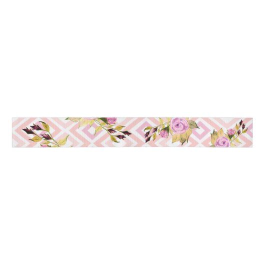 Roze en Paarse Rozen Grosgrain Lint (Voorkant)