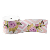 Roze en Paarse Rozen Grosgrain Lint (Spoel)