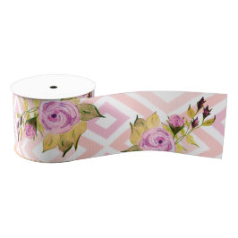 Roze en Paarse Rozen Grosgrain Lint
