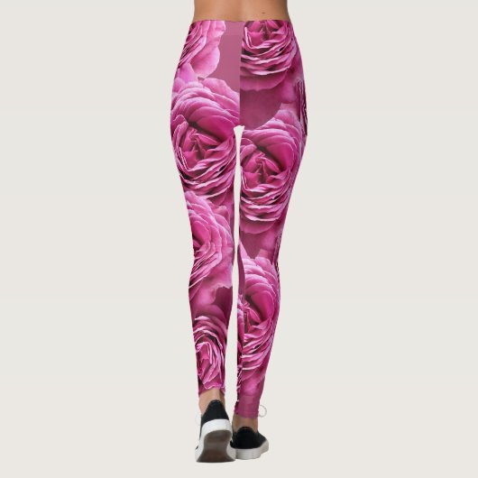 Roze en paarse rozen leggings (Achterkant)