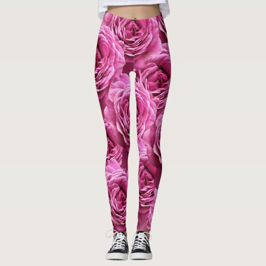 Roze en paarse rozen leggings (Voorkant)