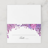 Roze en paarse rozen. Waterverf bloemen bruiloft Plaatskaartje (Buitenkant ongevouwen)