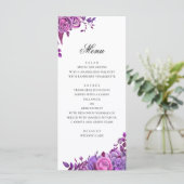 Roze en paarse rozen. Waterverf bloemenen bruiloft Menu (Staand voorkant)
