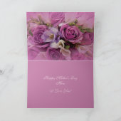 Roze en paarse rozenboeket Moederdag kaart (Binnen)