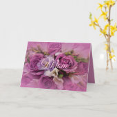 Roze en paarse rozenboeket Moederdag kaart (Gele Bloem)