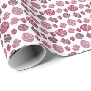 Roze en paarse rozenpatroon cadeaupapier