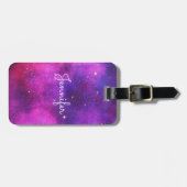 Roze en Paarse ruimte en sterren Faux Galaxy Bagagelabel (Voorkant horizontaal)