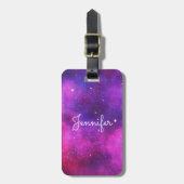 Roze en Paarse ruimte en sterren Faux Galaxy Bagagelabel (Voorkant verticaal)