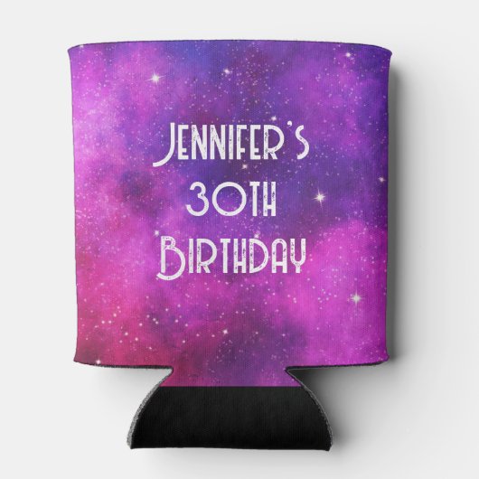 Roze en Paarse ruimte en sterren Faux Galaxy Birth Blikjeskoeler (Achterkant)