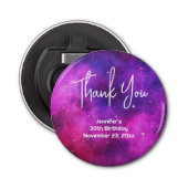 Roze en Paarse ruimte en sterren Faux Galaxy Birth Button Flesopener (Voorkant)