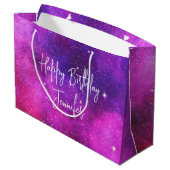Roze en Paarse ruimte en sterren Faux Galaxy Birth Groot Cadeauzakje (Achterkant Gekanteld)