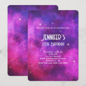 Roze en Paarse ruimte en sterren Faux Galaxy Birth Kaart (Voorkant / Achterkant)