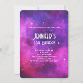 Roze en Paarse ruimte en sterren Faux Galaxy Birth Kaart (Voorkant)